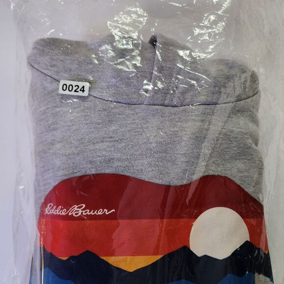 Eddie Bauer Hoodie Boys Large Grey Explore Graphic Print Fleece Pullover - Picture 10 of 10